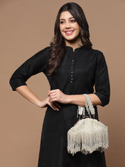 Droop Embellished Faux Silk Clutch