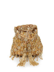 Droop Mirror Work Quirky Embellished Faux Silk Potli