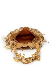 Droop Mirror Work Quirky Embellished Faux Silk Potli