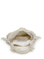Droop Striped Embellished Suede Potli