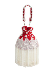 Dewdrop Fringe Beaded Velvet Potli