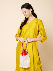 Dewdrop Fringe Beaded Velvet Potli