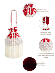Dewdrop Fringe Beaded Velvet Potli
