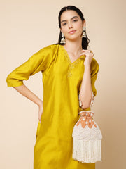 Dewdrop Fringe Beaded Velvet Potli