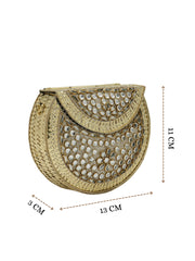 Jharokha Gold & Silver Kundan Embellished Metal Clutch
