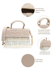 Crystal Cascade Suede Beadwork Clutch