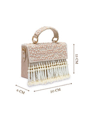 Crystal Cascade Suede Beadwork Clutch