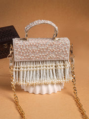Crystal Cascade Suede Beadwork Clutch