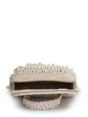 Crystal Cascade Suede Beadwork Clutch