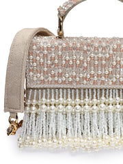 Crystal Cascade Suede Beadwork Clutch
