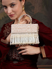 Crystal Cascade Suede Beadwork Clutch