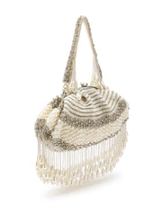 Opal Thread Pearl Embellished Velvet Clutch
