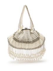 Opal Thread Pearl Embellished Velvet Clutch
