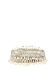 Opal Thread Pearl Embellished Velvet Clutch