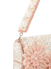 Blush & Bead Floral Cutwork Embellished Velvet Clutch