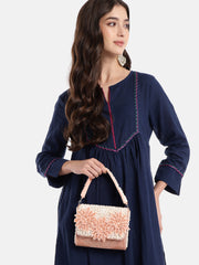 Blush & Bead Floral Cutwork Embellished Velvet Clutch