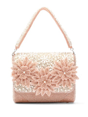 Blush & Bead Floral Cutwork Embellished Velvet Clutch