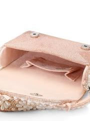 Blush & Bead Floral Cutwork Embellished Velvet Clutch