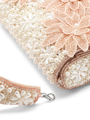 Blush & Bead Floral Cutwork Embellished Velvet Clutch