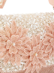 Blush & Bead Floral Cutwork Embellished Velvet Clutch