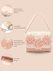 Blush & Bead Floral Cutwork Embellished Velvet Clutch
