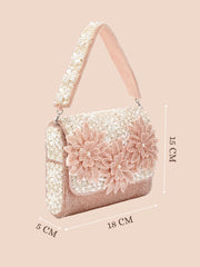 Blush & Bead Floral Cutwork Embellished Velvet Clutch