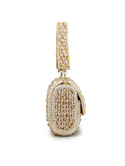 Anekaant Crystal Cascade Champagne Velvet Diamond Mesh Design Embellished Clutch