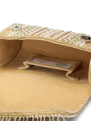 Blush & Bead Accent Beads Embellished Velvet Clutch - Beige