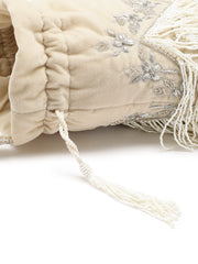 Dewdrop Fringe Floral Zari Embroidered Velvet Potli