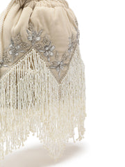 Dewdrop Fringe Floral Zari Embroidered Velvet Potli