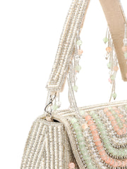 Blush & Bead Crystal Layered Velvet Clutch