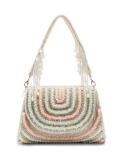Blush & Bead Crystal Layered Velvet Clutch
