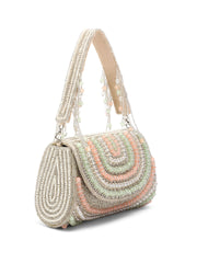 Blush & Bead Crystal Layered Velvet Clutch