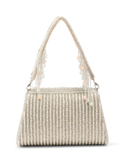 Blush & Bead Crystal Layered Velvet Clutch
