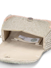 Blush & Bead Crystal Layered Velvet Clutch