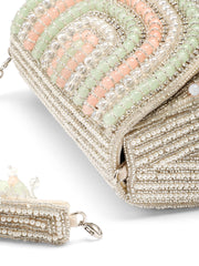 Blush & Bead Crystal Layered Velvet Clutch
