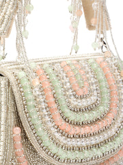 Blush & Bead Crystal Layered Velvet Clutch