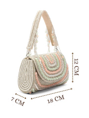 Blush & Bead Crystal Layered Velvet Clutch