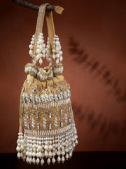 Dewdrop Fringe Ornate Embellished Velvet Potli