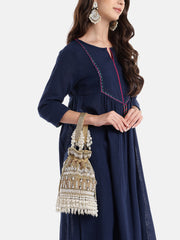 Dewdrop Fringe Ornate Embellished Velvet Potli