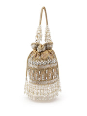 Dewdrop Fringe Ornate Embellished Velvet Potli