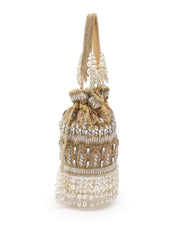 Dewdrop Fringe Ornate Embellished Velvet Potli
