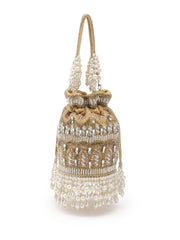 Dewdrop Fringe Ornate Embellished Velvet Potli