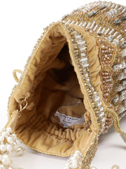 Dewdrop Fringe Ornate Embellished Velvet Potli