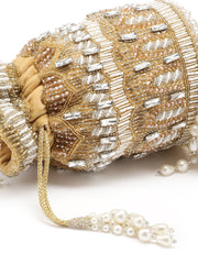 Dewdrop Fringe Ornate Embellished Velvet Potli