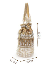 Dewdrop Fringe Ornate Embellished Velvet Potli