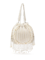 Opal Thread Pearl Beaded Faux Silk Potli