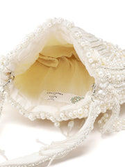 Opal Thread Pearl Beaded Faux Silk Potli