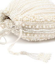 Opal Thread Pearl Beaded Faux Silk Potli