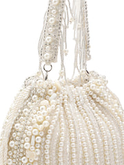 Opal Thread Pearl Beaded Faux Silk Potli